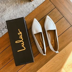 Emmy White Pointed Loafers